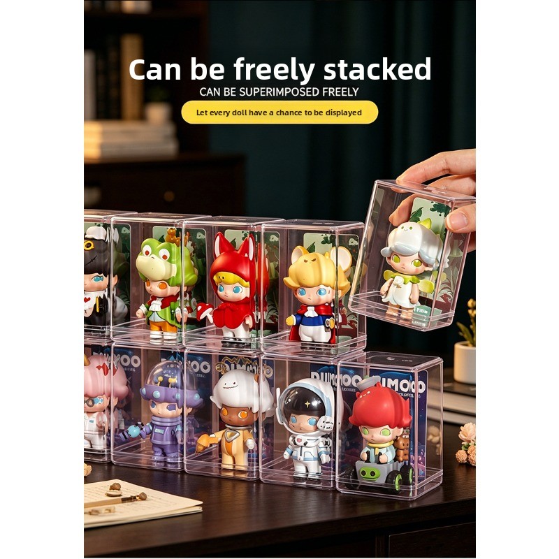 Pop Display Shelf - Blindbox-Aufbewahrungsbox, Einzel-Puppen-Plastikständer, POP MART-Displaybox, staubdichte, transparente,